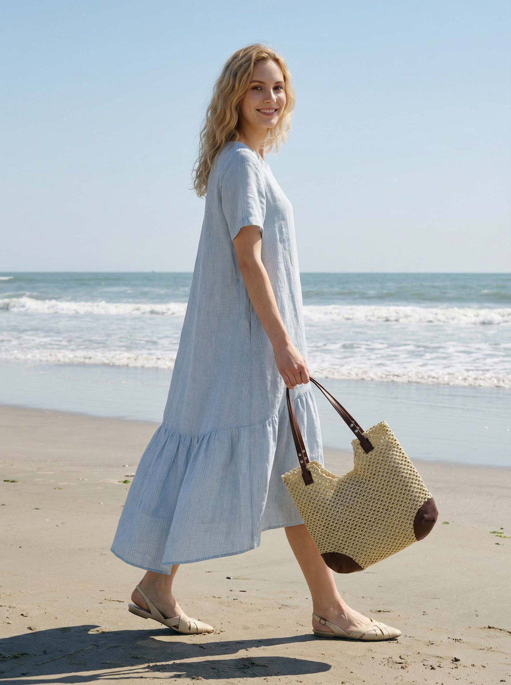 Woven Hollow-Out Shoulder Tote Bag