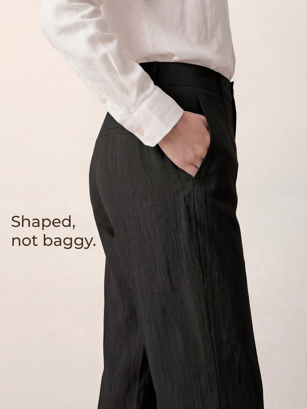 Linen Tailored Wide Leg Full Length Pants LEIGHTON