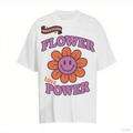 Women's Retro Flower Power Graphic T-Shirt – Smiley Face & Love Print Tee