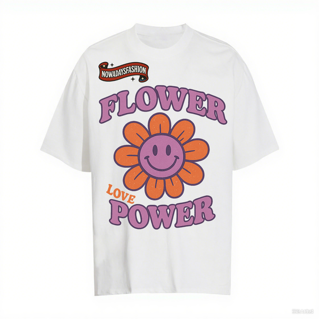 Women's Retro Flower Power Graphic T-Shirt – Smiley Face & Love Print Tee
