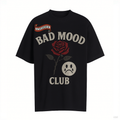 Unisex BAD MOOD CLUB Graphic T-Shirt – Sad Face & Rose Dark Streetwear Tee
