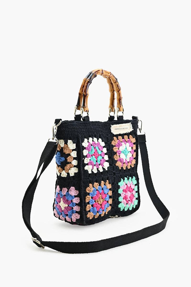 Noir Elegance Crochet Tote
