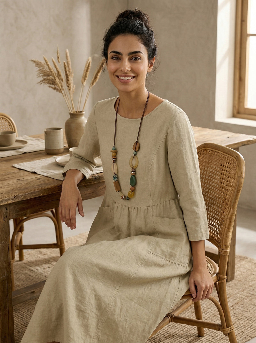 Bohemian Mixed Bead Long Pendant Necklace