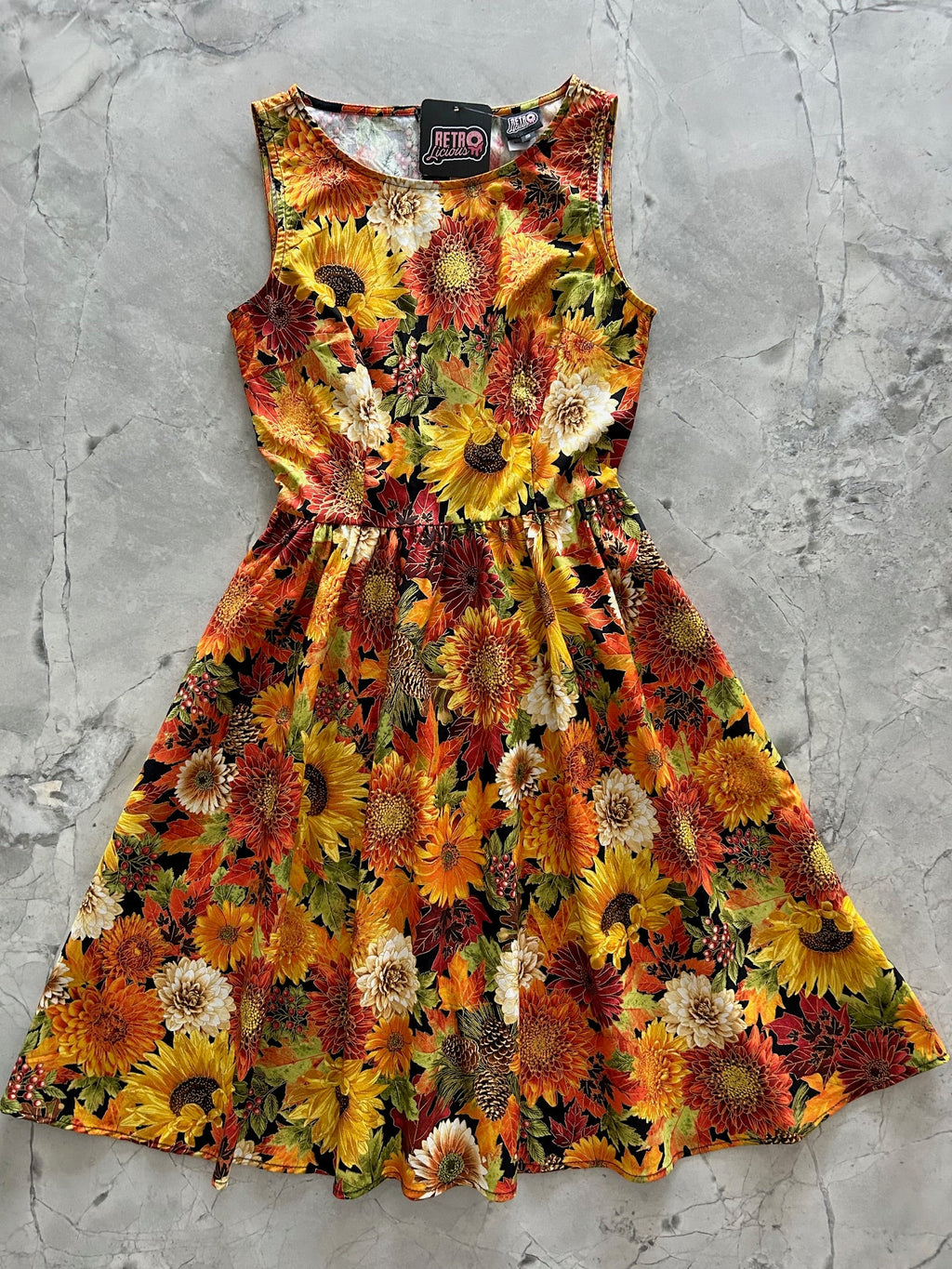 Sunflower Floral Vintage Dress - Medium only