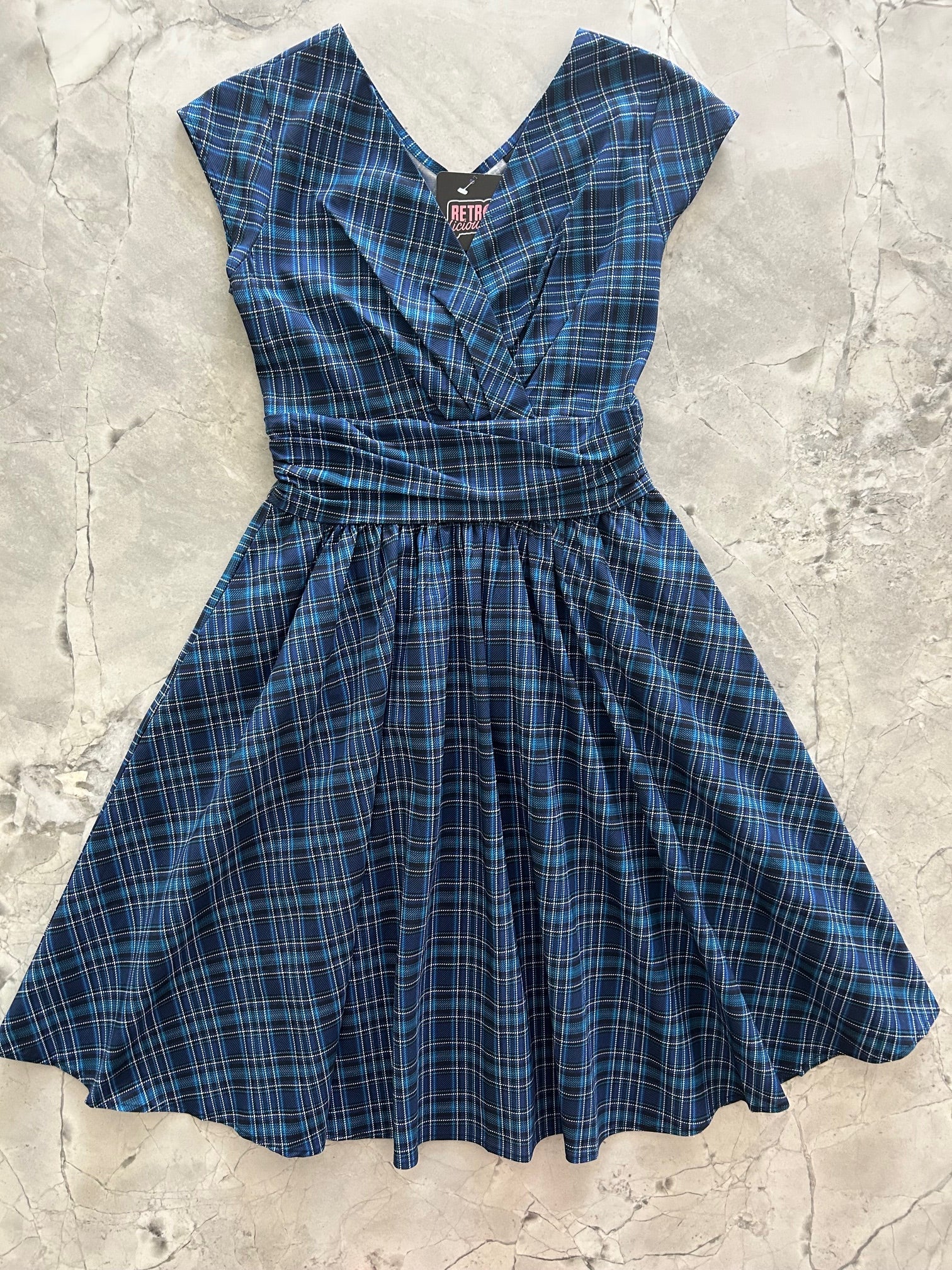 Blue Plaid Greta Dress - 3X only, 1 left!