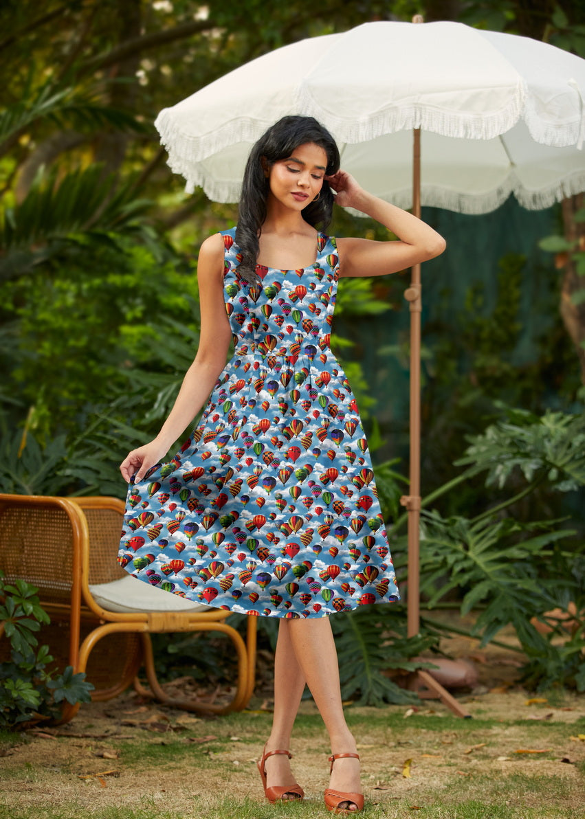 Hot Air Balloons Fit & Flare Dress