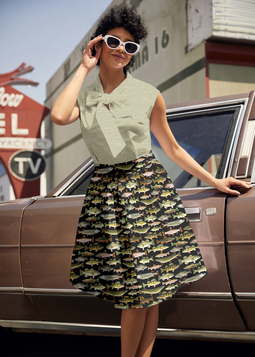 Sage Dot Bow Top