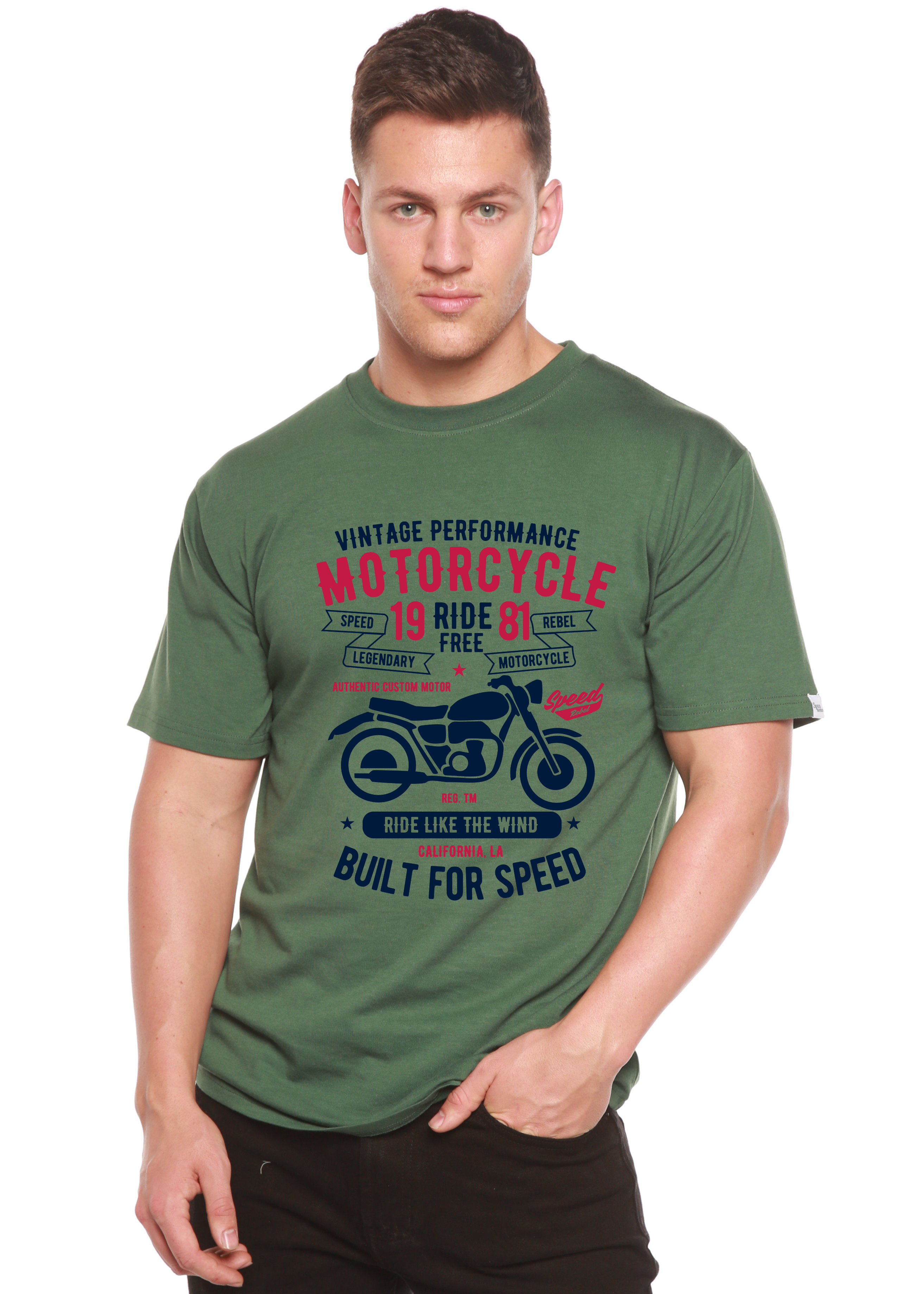 Motorcycle Ride Free Men's Bamboo Viscose/Organic Cotton Short Sleeve Graphic T-Shirt