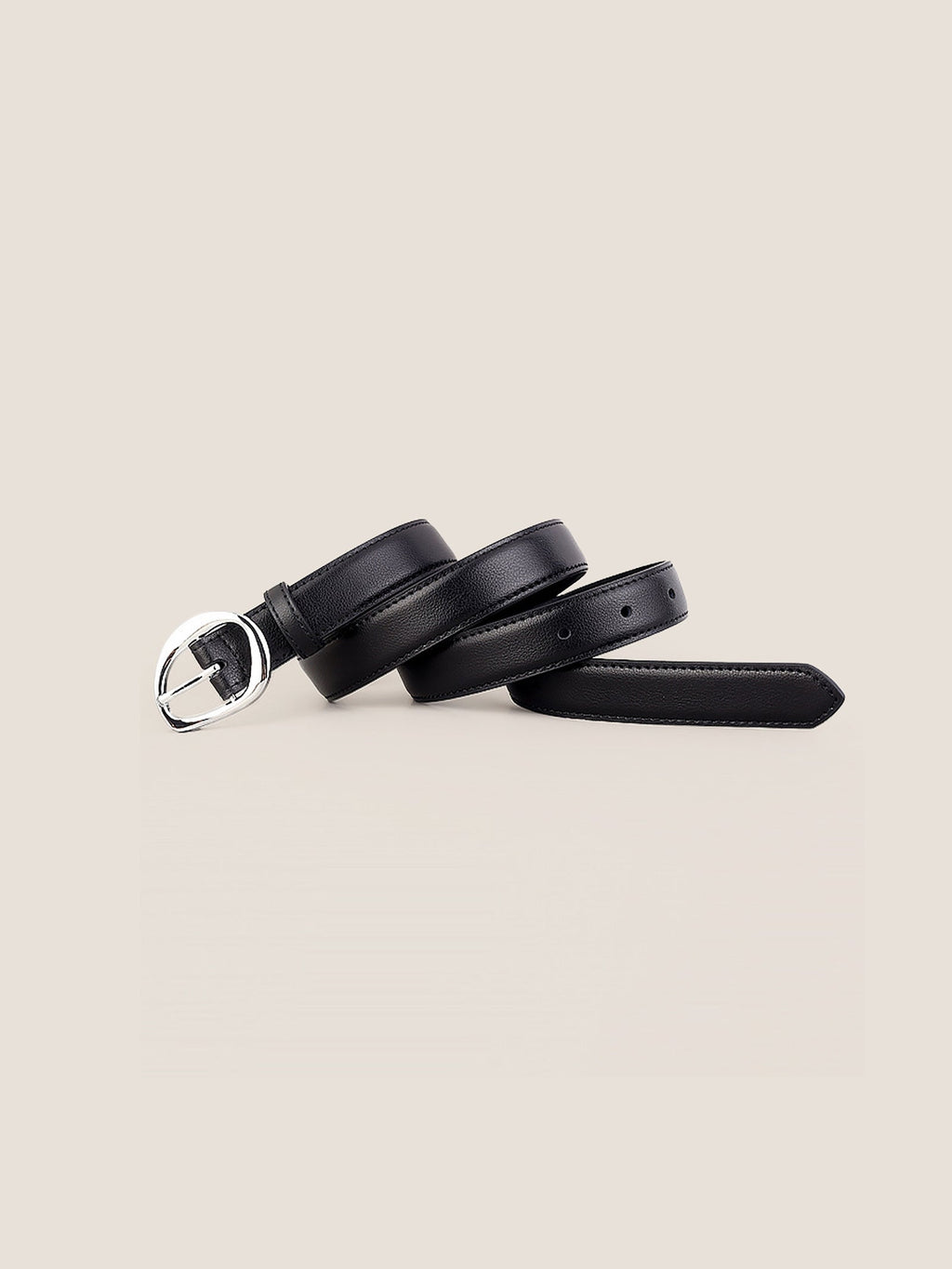 Premium Cowhide Belt With Retro Oval Alloy Buckle