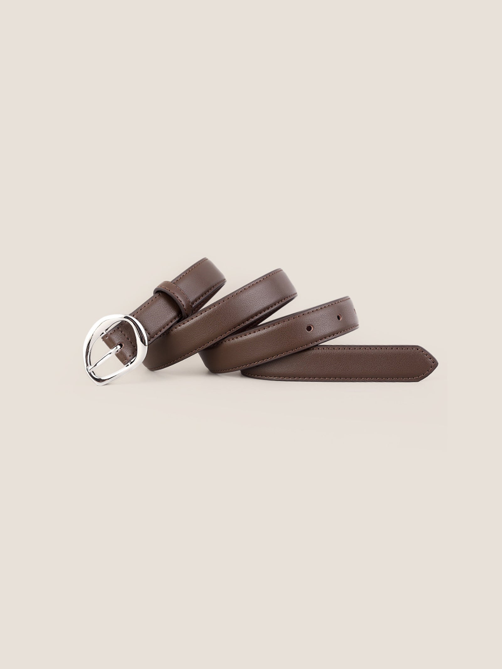 Premium Cowhide Belt With Retro Oval Alloy Buckle