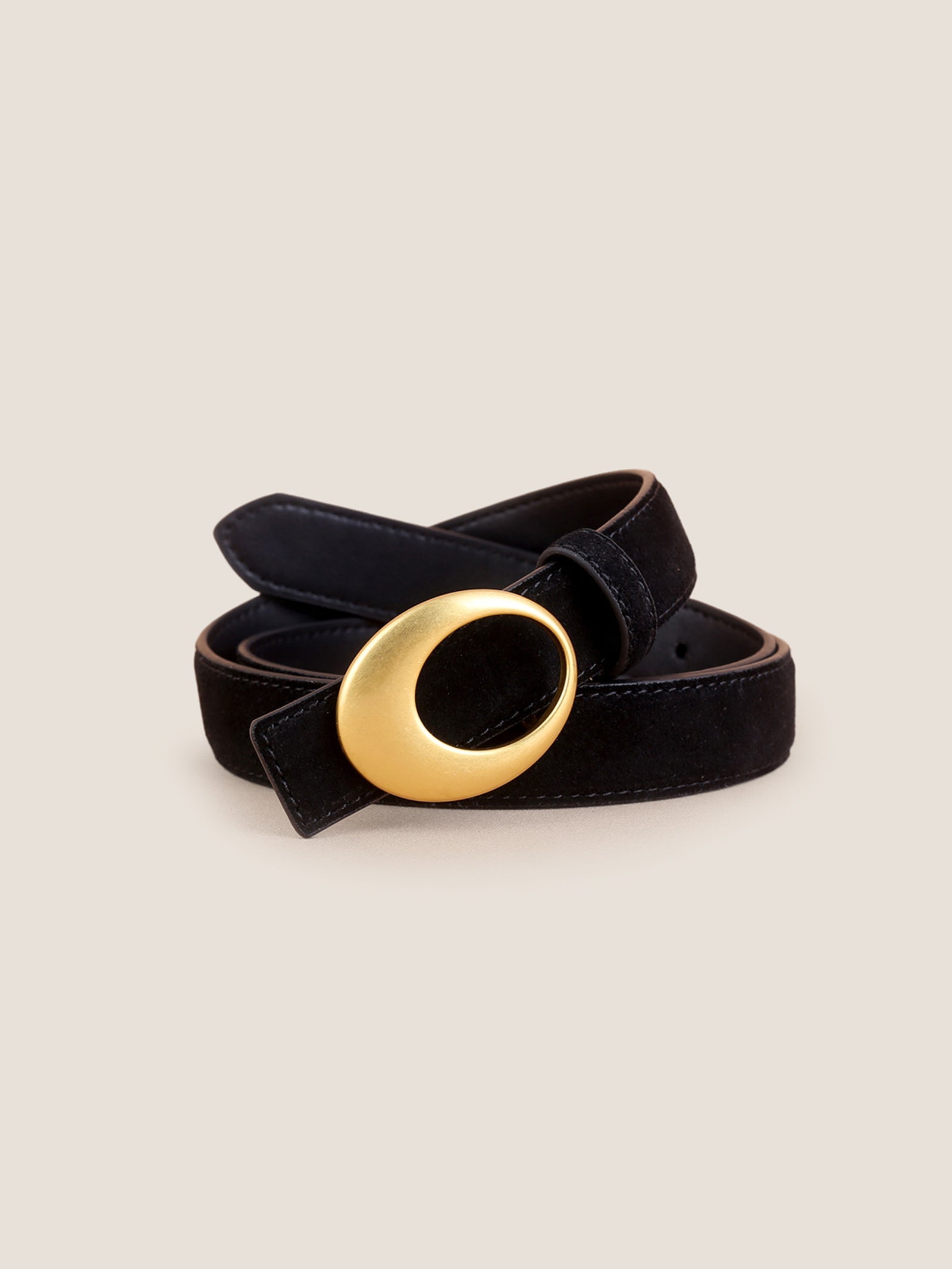 Luxury Suede Cowhide Belt With Oval Alloy Buckle