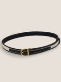 Premium Cowhide & Fabric Patchwork Belt With Alloy Buckle
