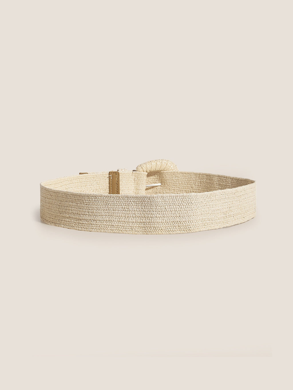 Natural Woven Straw Belt With Square Buckle