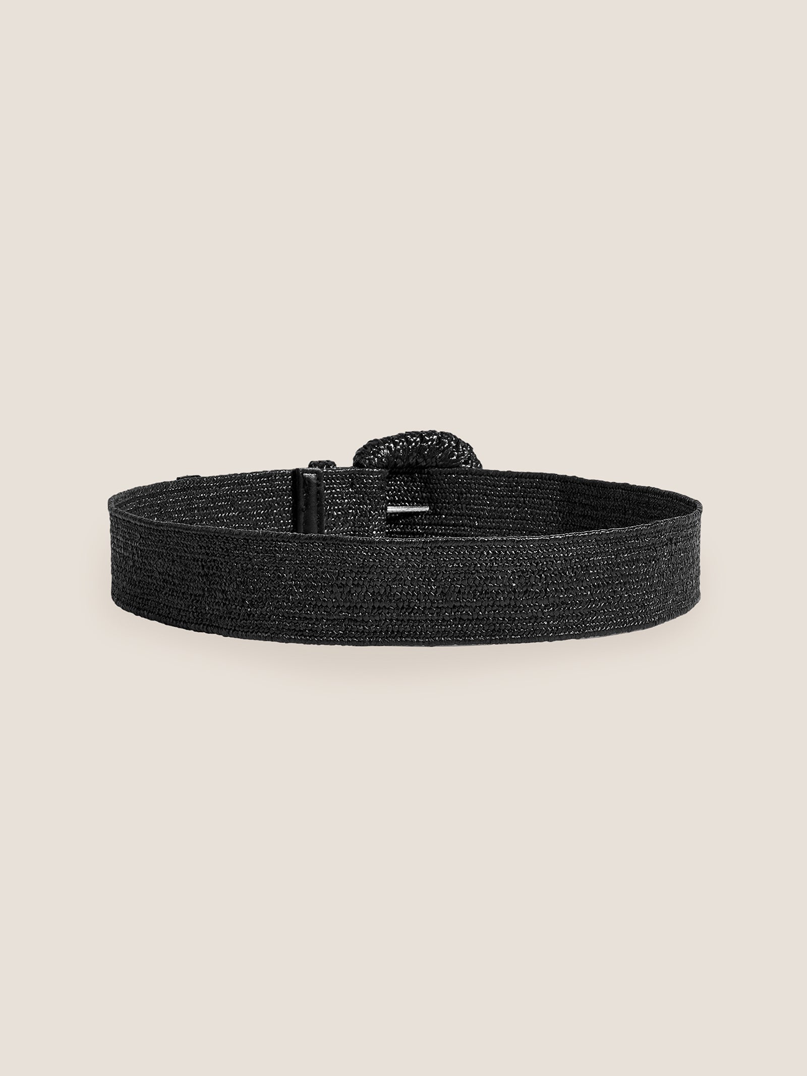 Natural Woven Straw Belt With Square Buckle