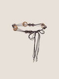 Bohemian Artisanal Waxed Cord & Cowhide Woven Thin Belt