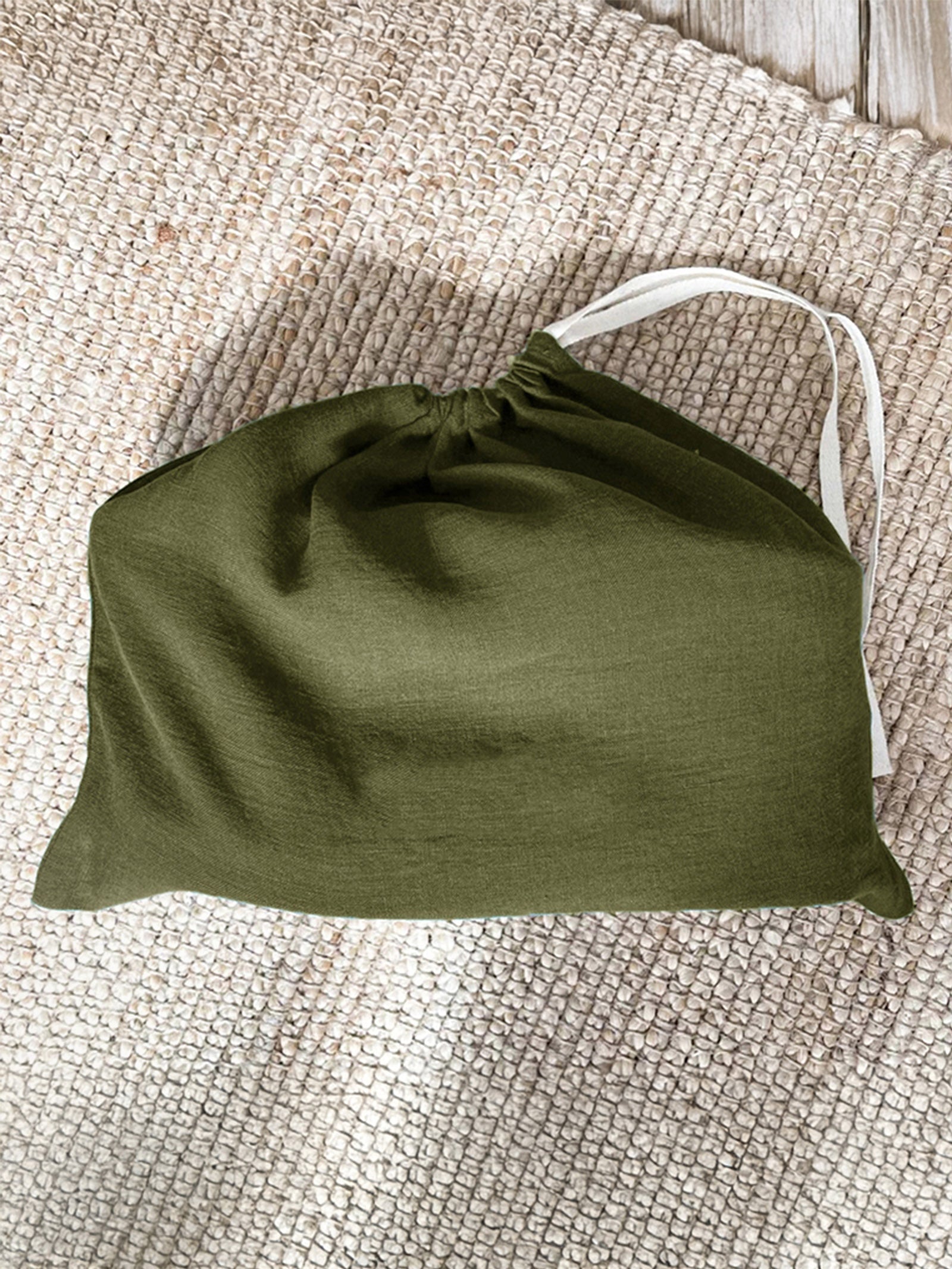 100% Linen Solid-Color Drawstring Storage Bag