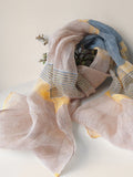 Linen Striped Color-Block Scarf