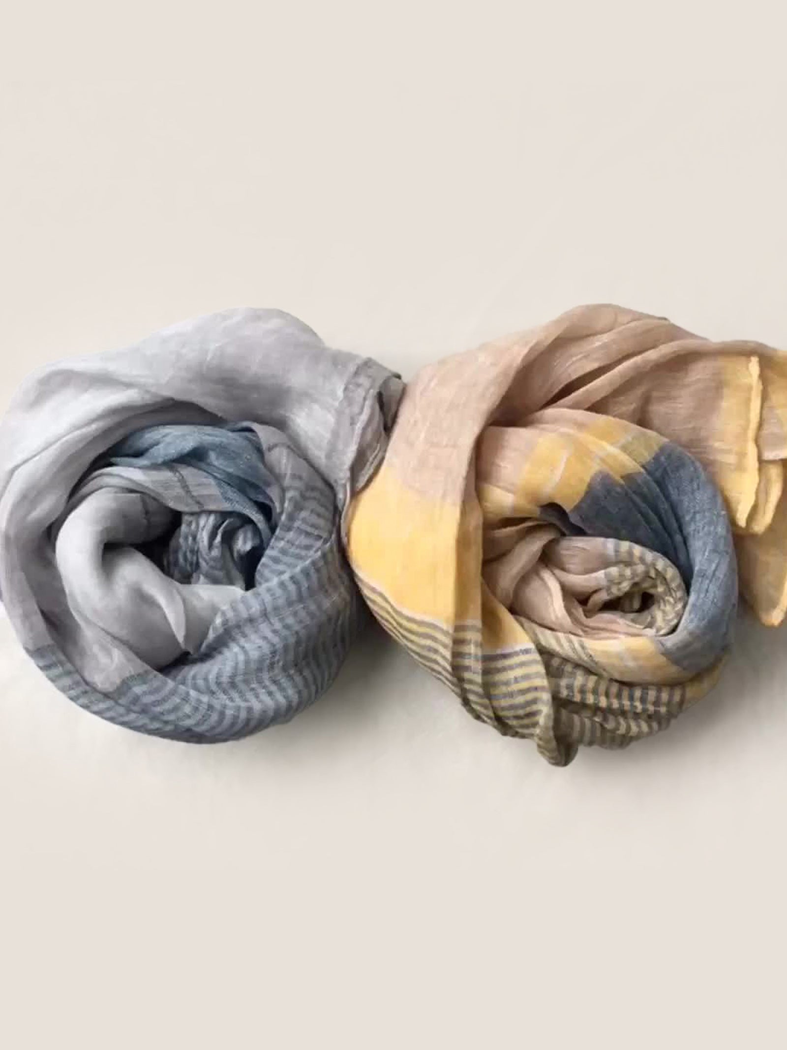 Linen Striped Color-Block Scarf