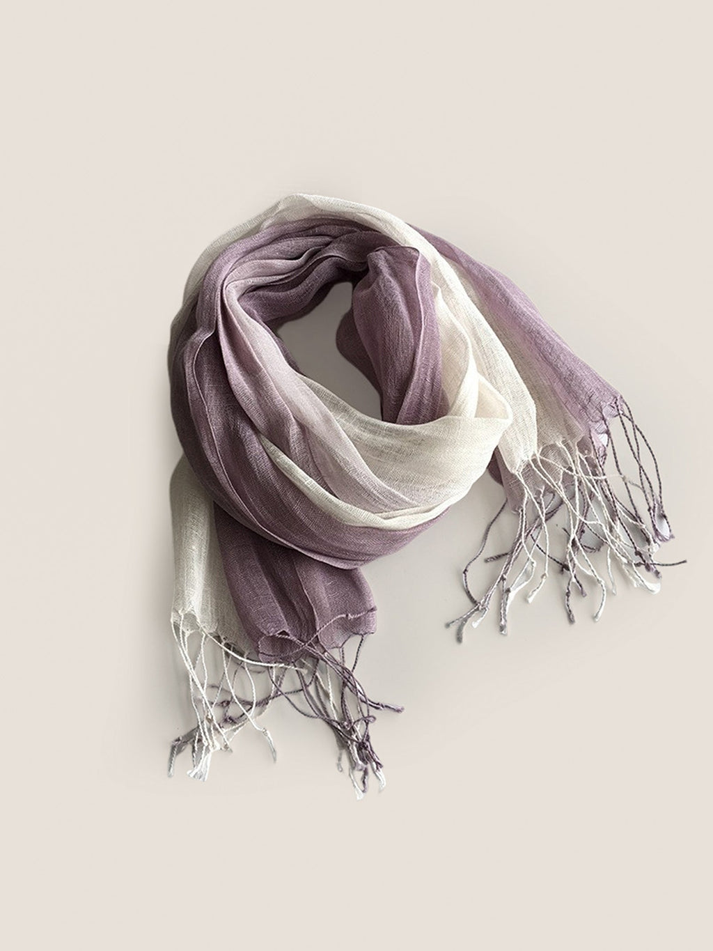 100% Linen Gradient Fringed Light Scarf