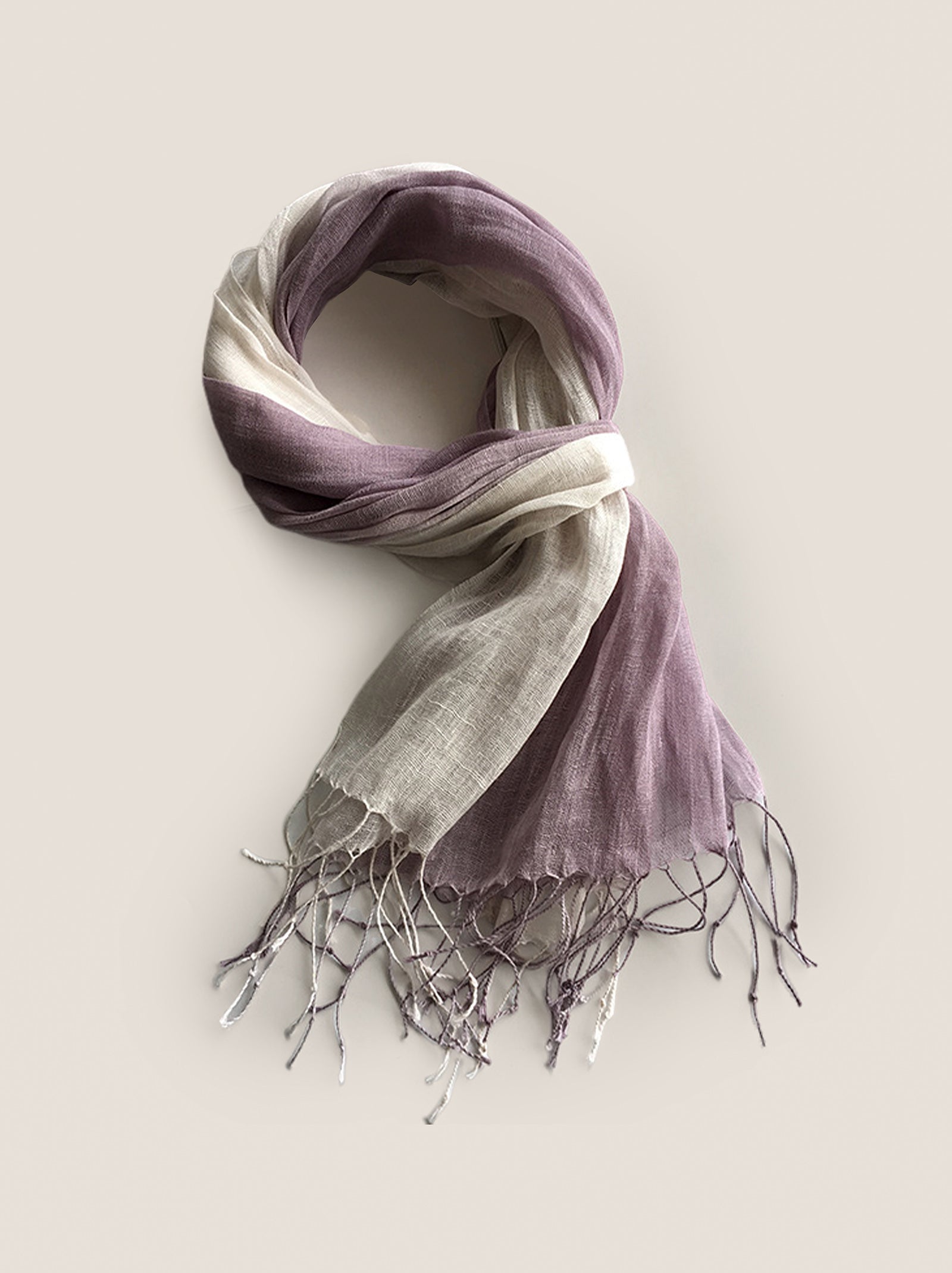 100% Linen Gradient Fringed Light Scarf