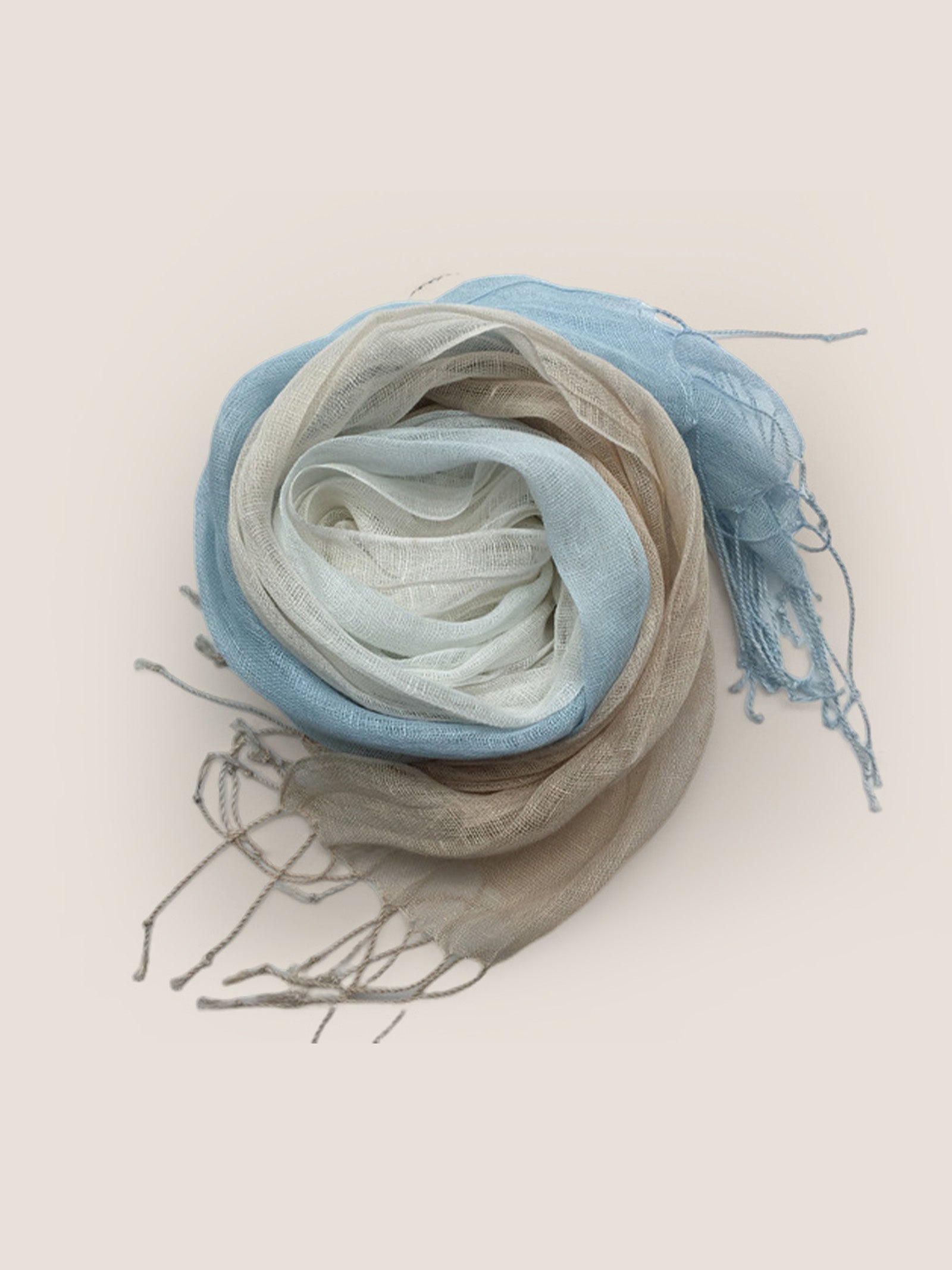 100% Linen Gradient Fringed Light Scarf