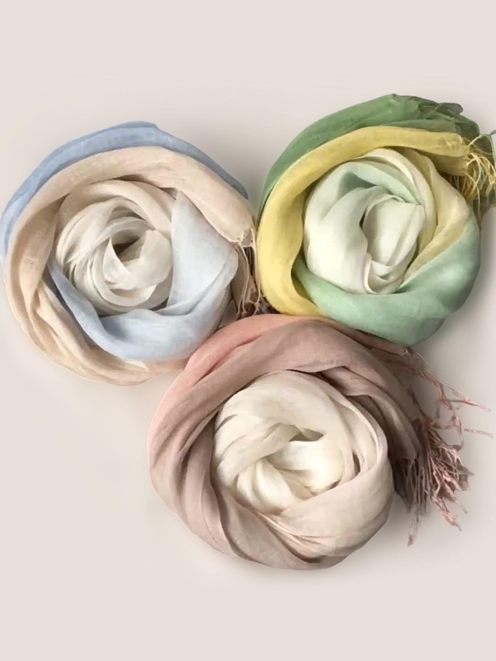 100% Linen Gradient Fringed Light Scarf