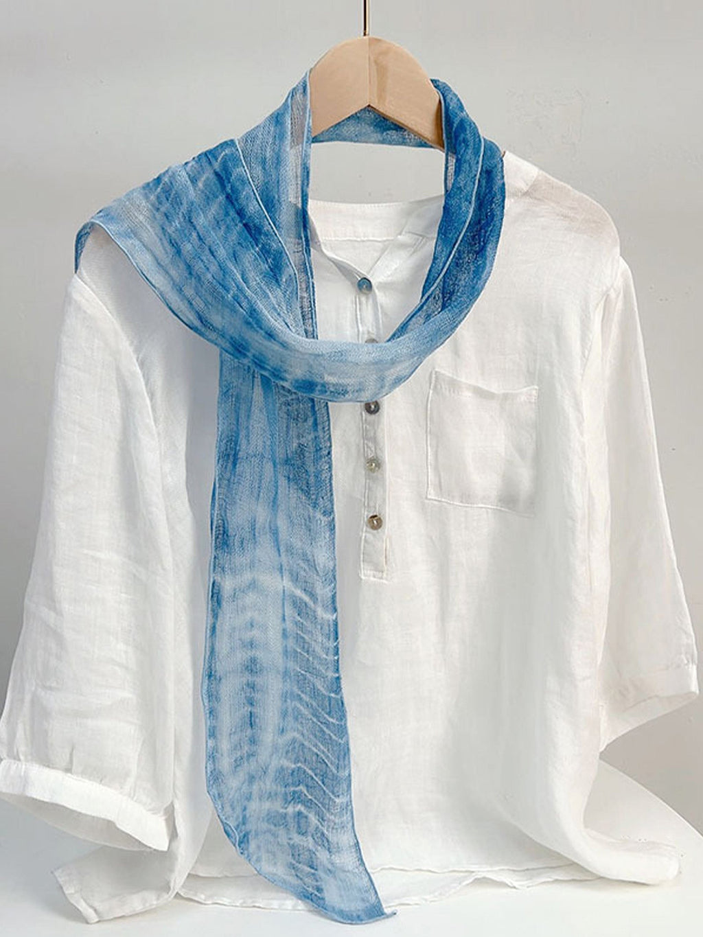 100% Linen Hand-Tie-Dyed Scarf