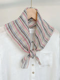100% Linen Striped Woven Light Square Scarf