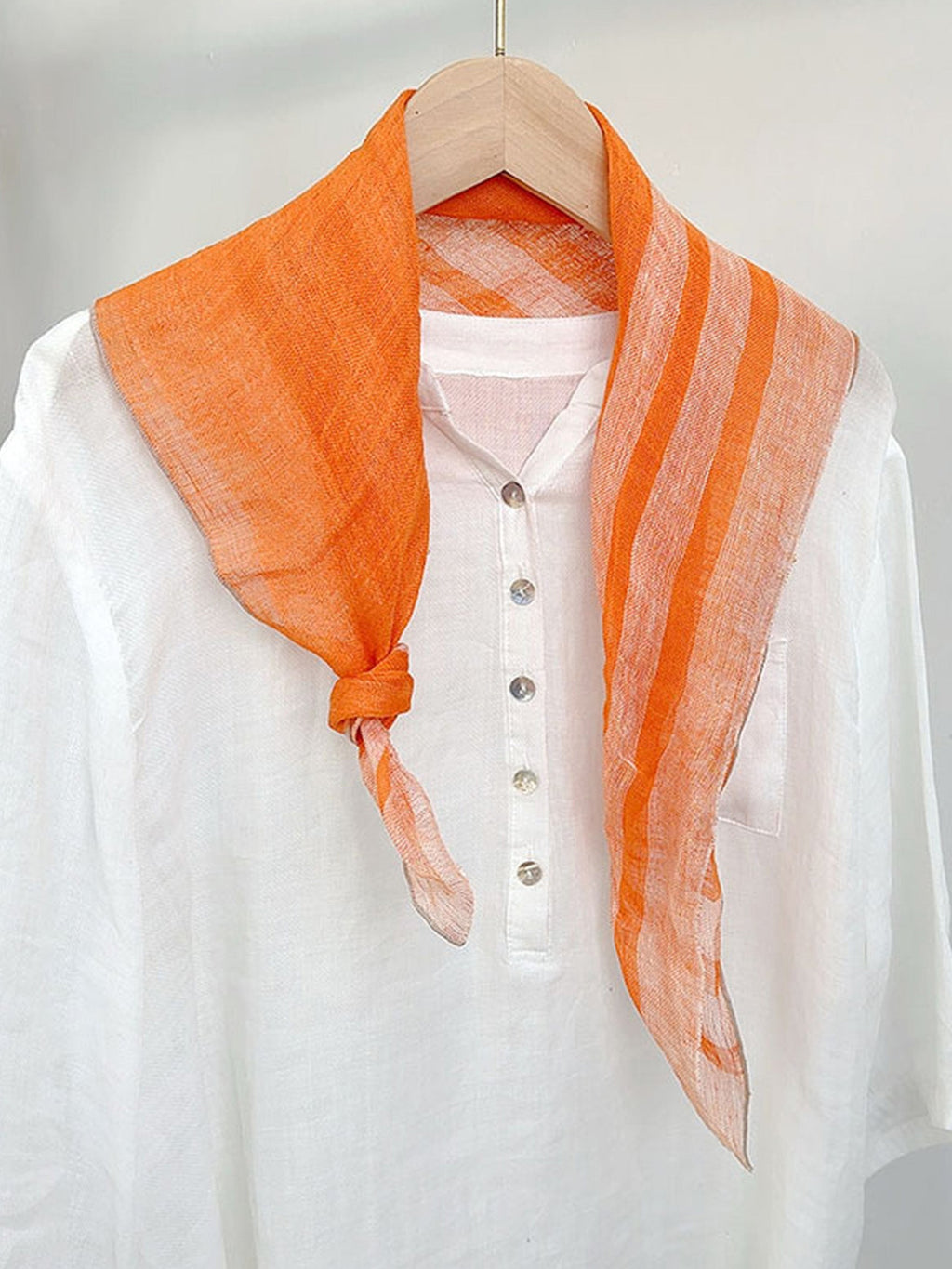 100% Linen Striped Woven Light Square Scarf