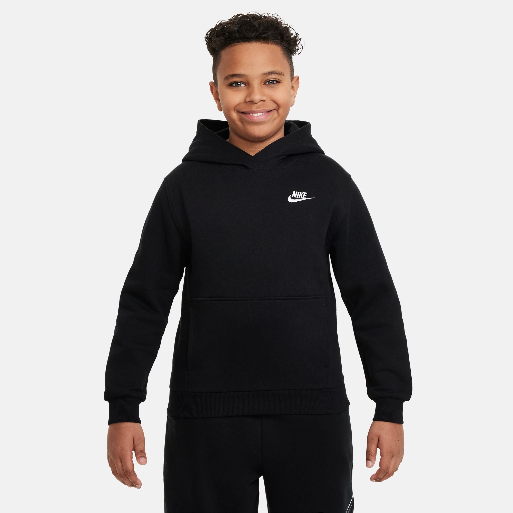 Nike Big Kids Sportswear Club Hoodie - Fleece Black/White