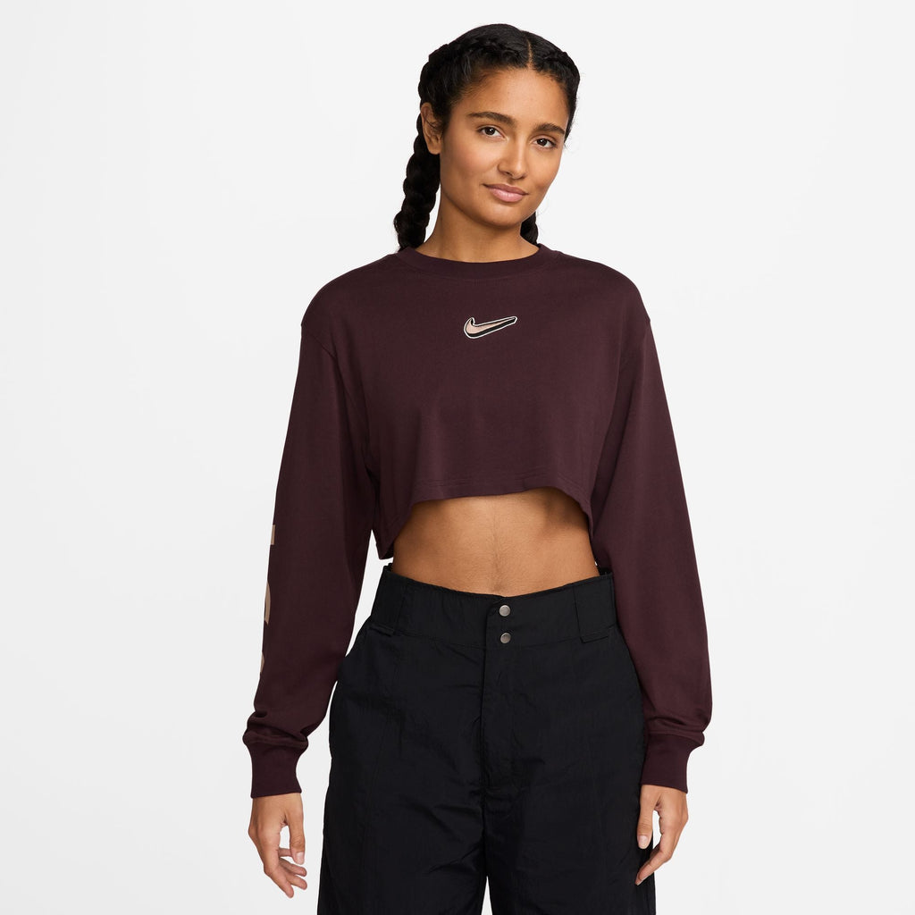 Nike Womens Oversized Long Sleeve - Burgundy Crush