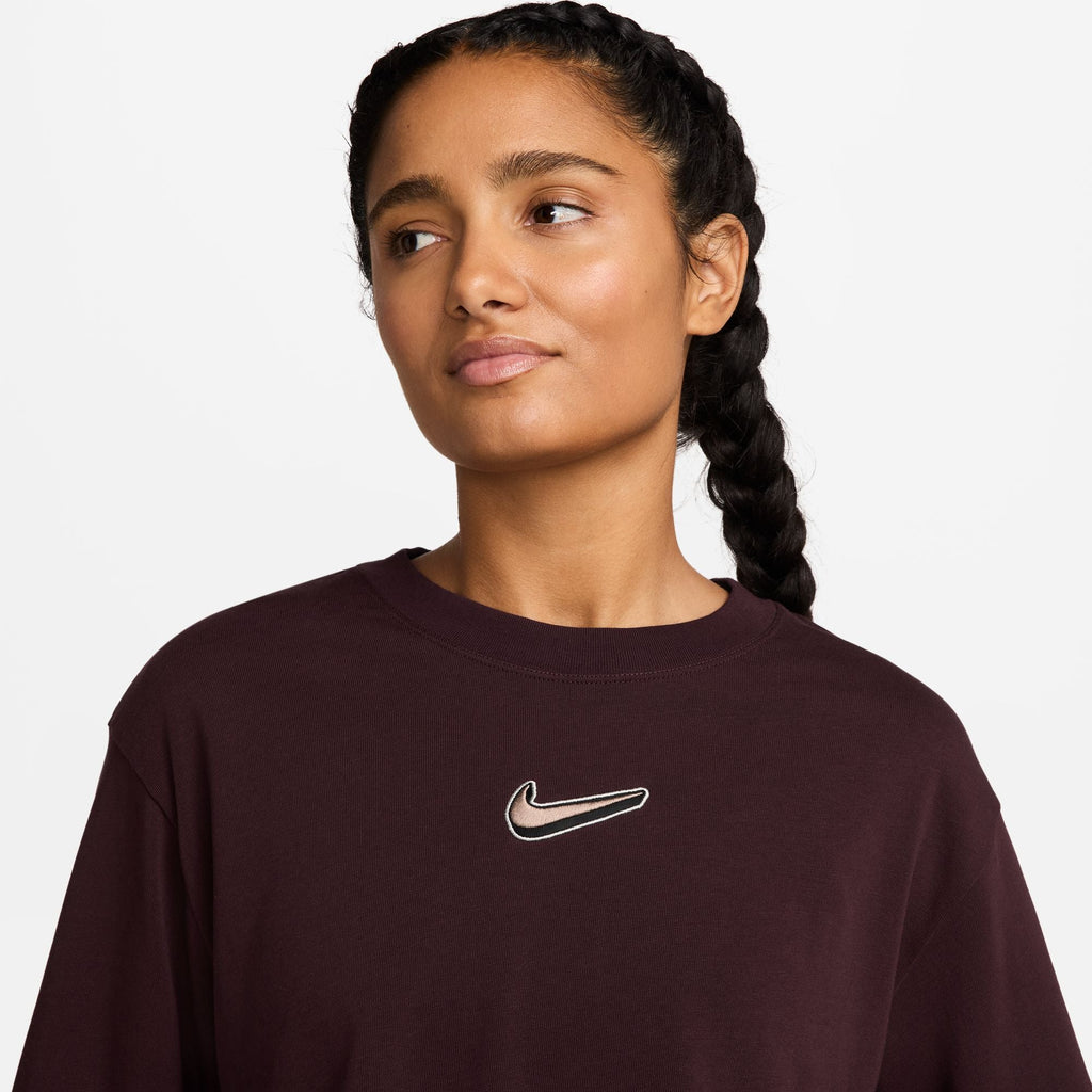 Nike Womens Oversized Long Sleeve - Burgundy Crush