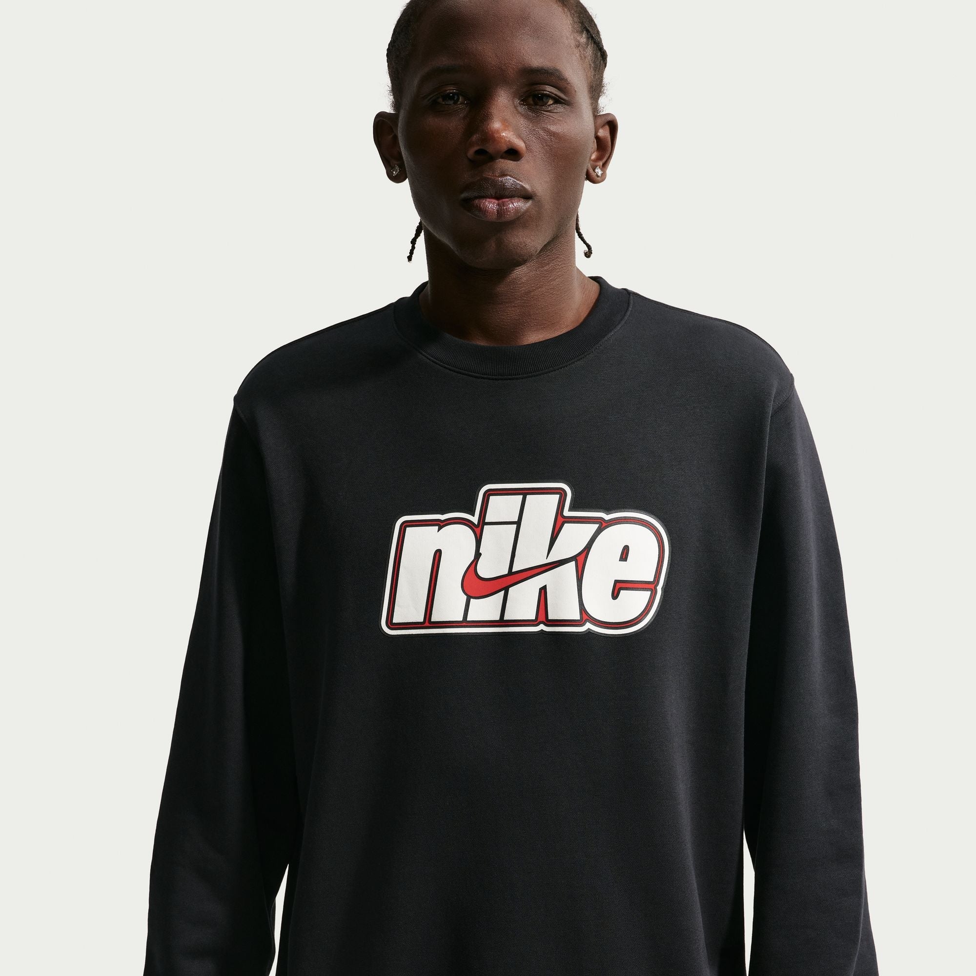 Nike Mens Sportswear Club French Terry Crewneck - Black/Sail