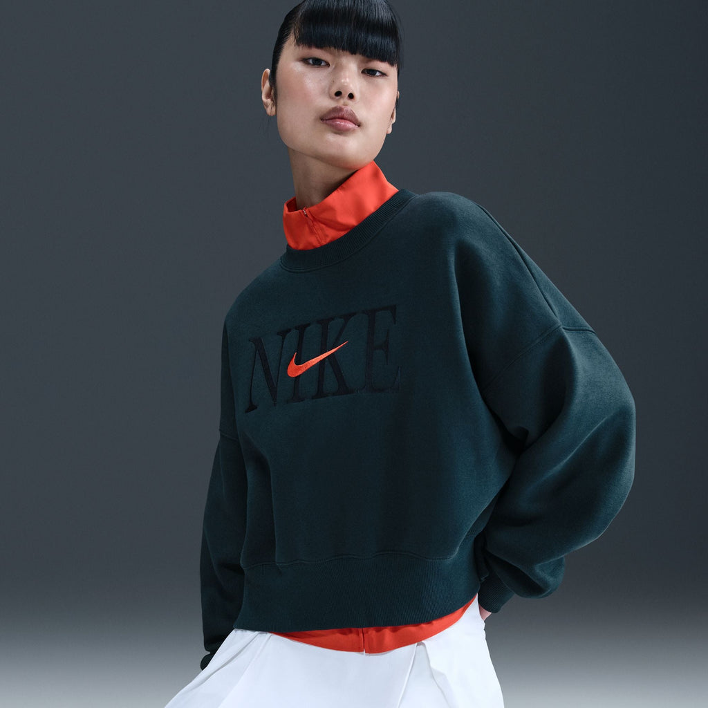 Nike Womens Phoenix Fleece Cropped Crewneck - Armory Navy