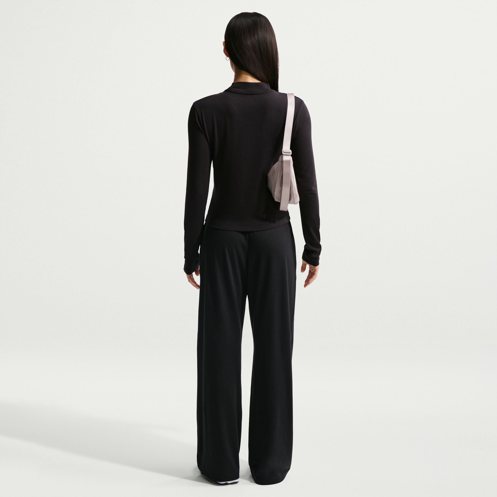 Nike Womens Chill Knit Mid-Rise Lightweight Open-Hem Pants - Black