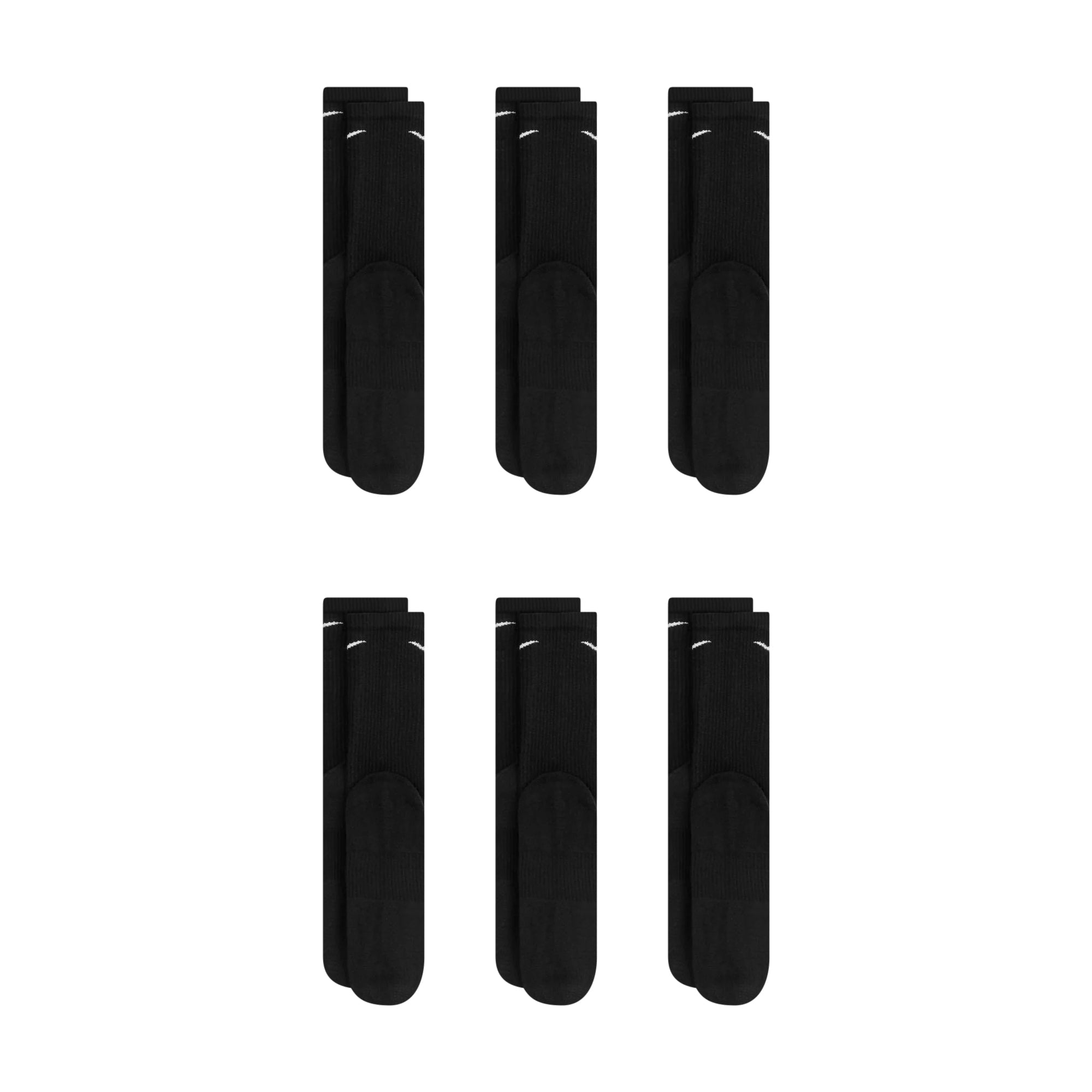 Nike Dri-Fit 6-Pack Cushioned Crew Socks - Black