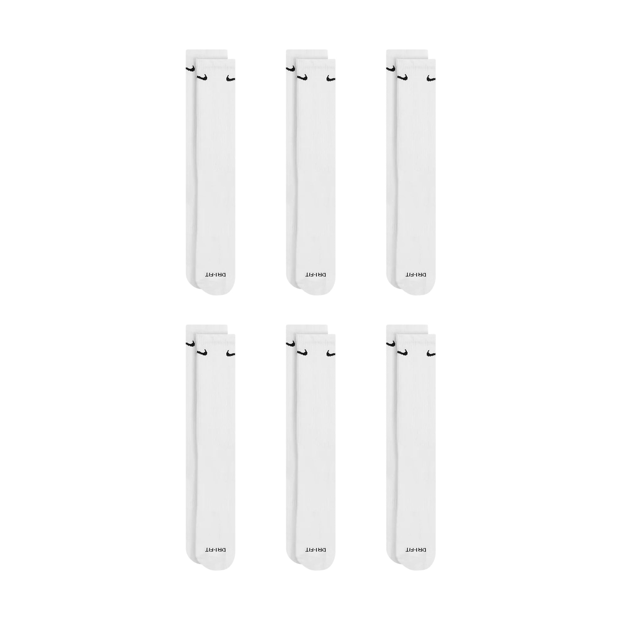 Nike Dri-Fit 6-Pack Cushioned Crew Socks - White