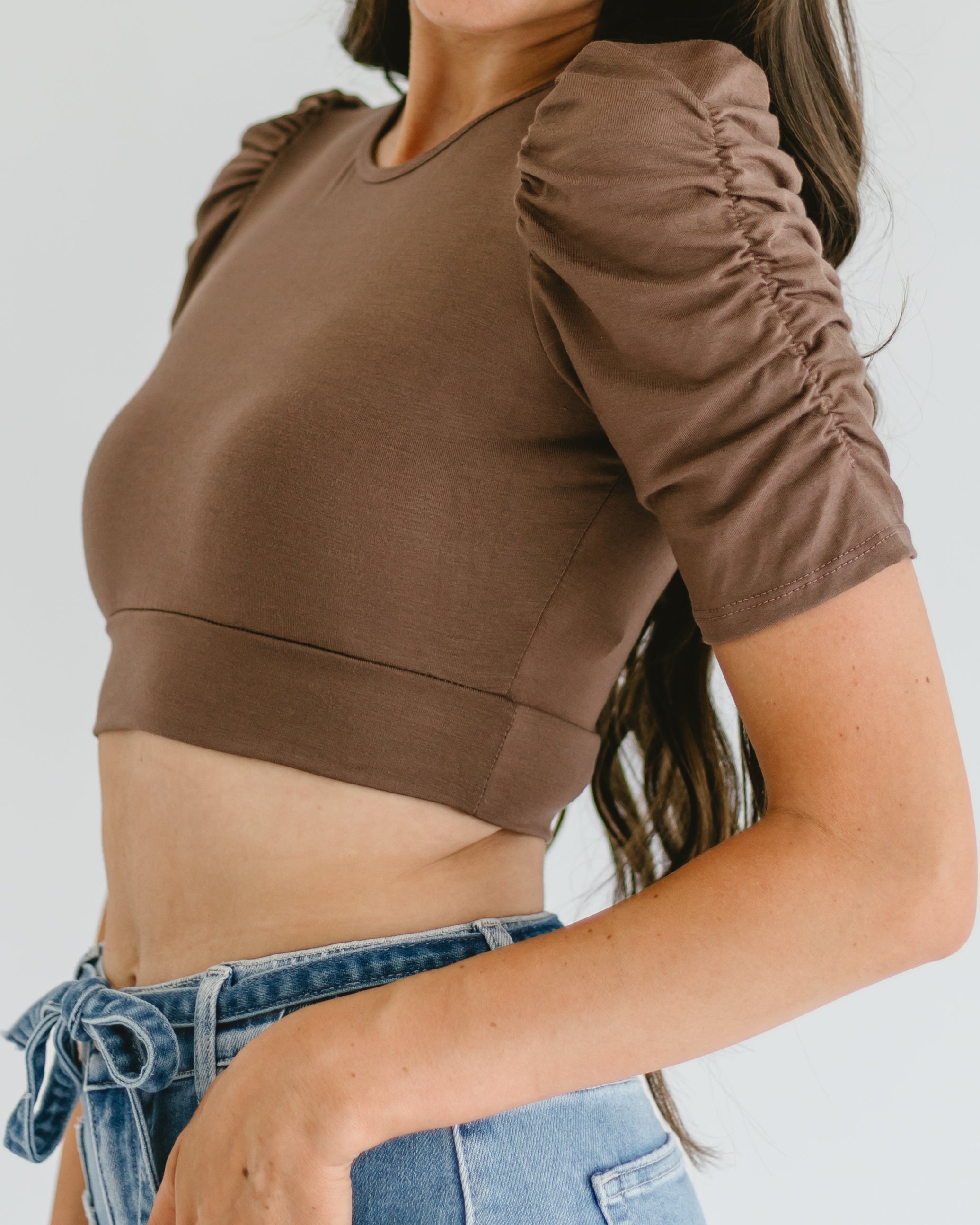 Ruched Sleeve Halftee