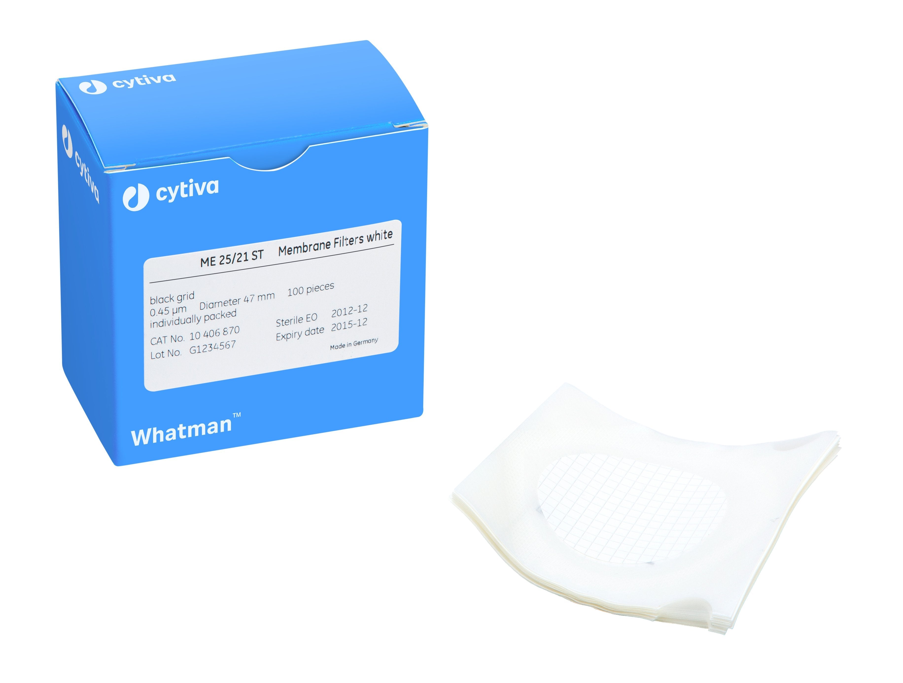 Whatman 7141-114 Mixed Cellulose Ester Circle WME Range, 0.45 µm pore size, sterile, individually packed, white, gridded, without pad, 47 mm, 100/pk (PN: 7141-114)