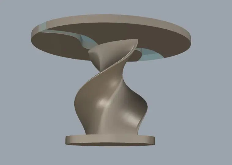Round Epoxy Resin Table with Wooden Vortex Base Made of Walnut