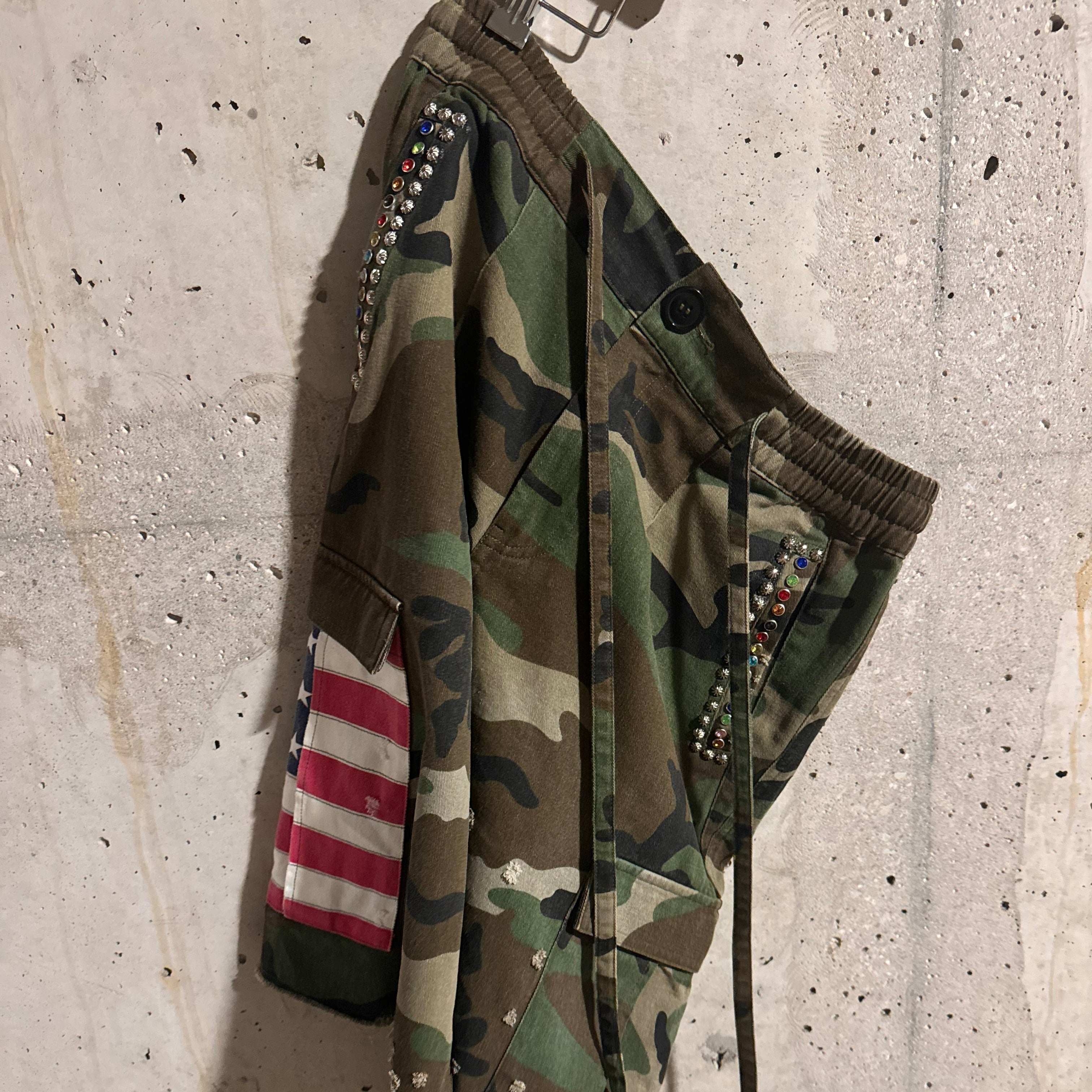 Americana Camo Pleated Rhinestone Shorts