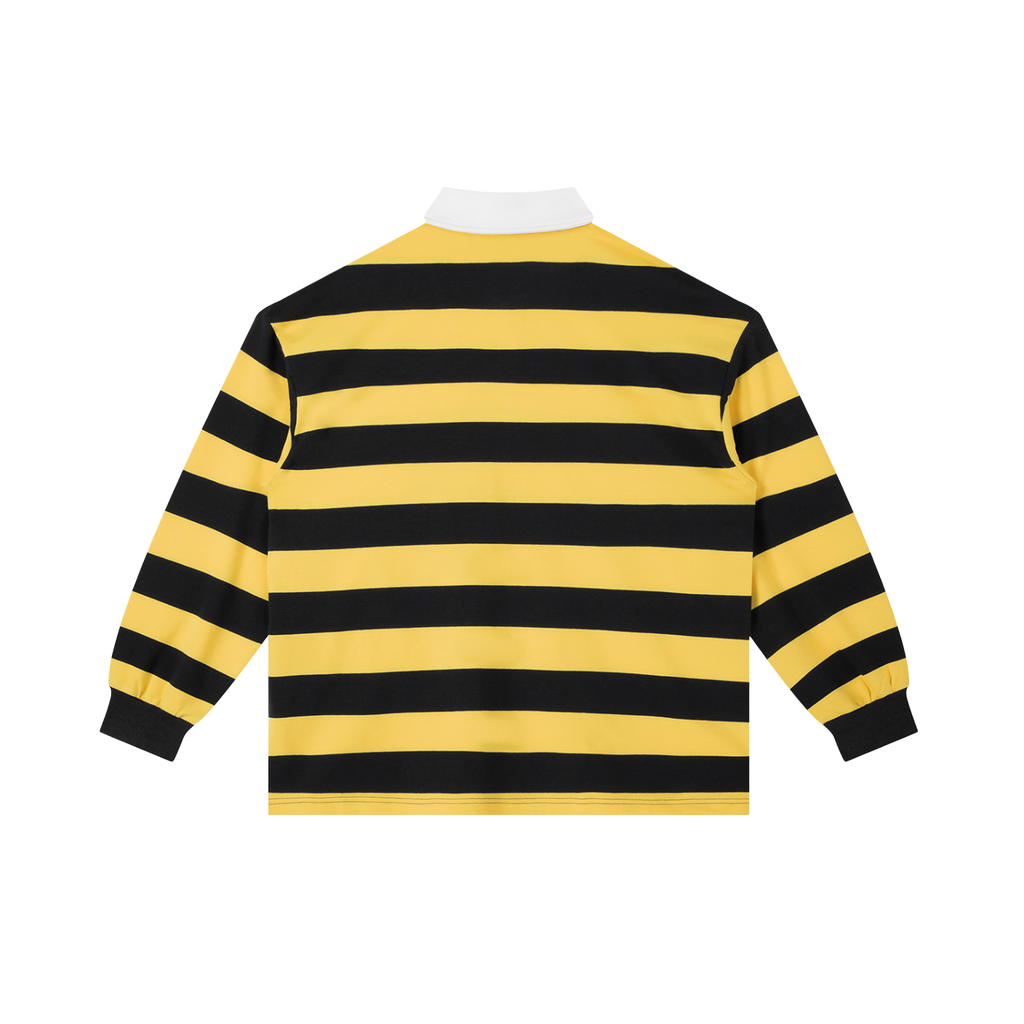 404ASTERISKS Collared Color Block Stripe Polo Shirt Streetwear
