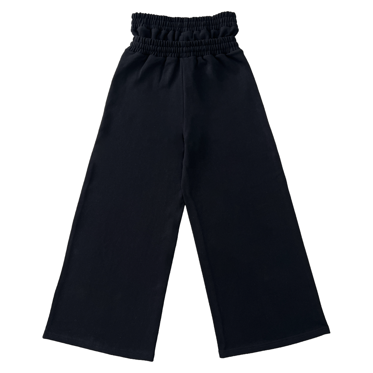 Market Crash Streetwear Double Waisted Sweatpants Wide Leg French Terry 420GSM Black Cotton