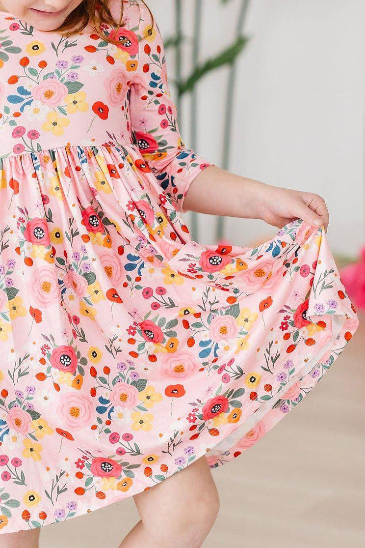 SALE Bouquet Beauty 3/4 Sleeve Pocket Twirl Dress