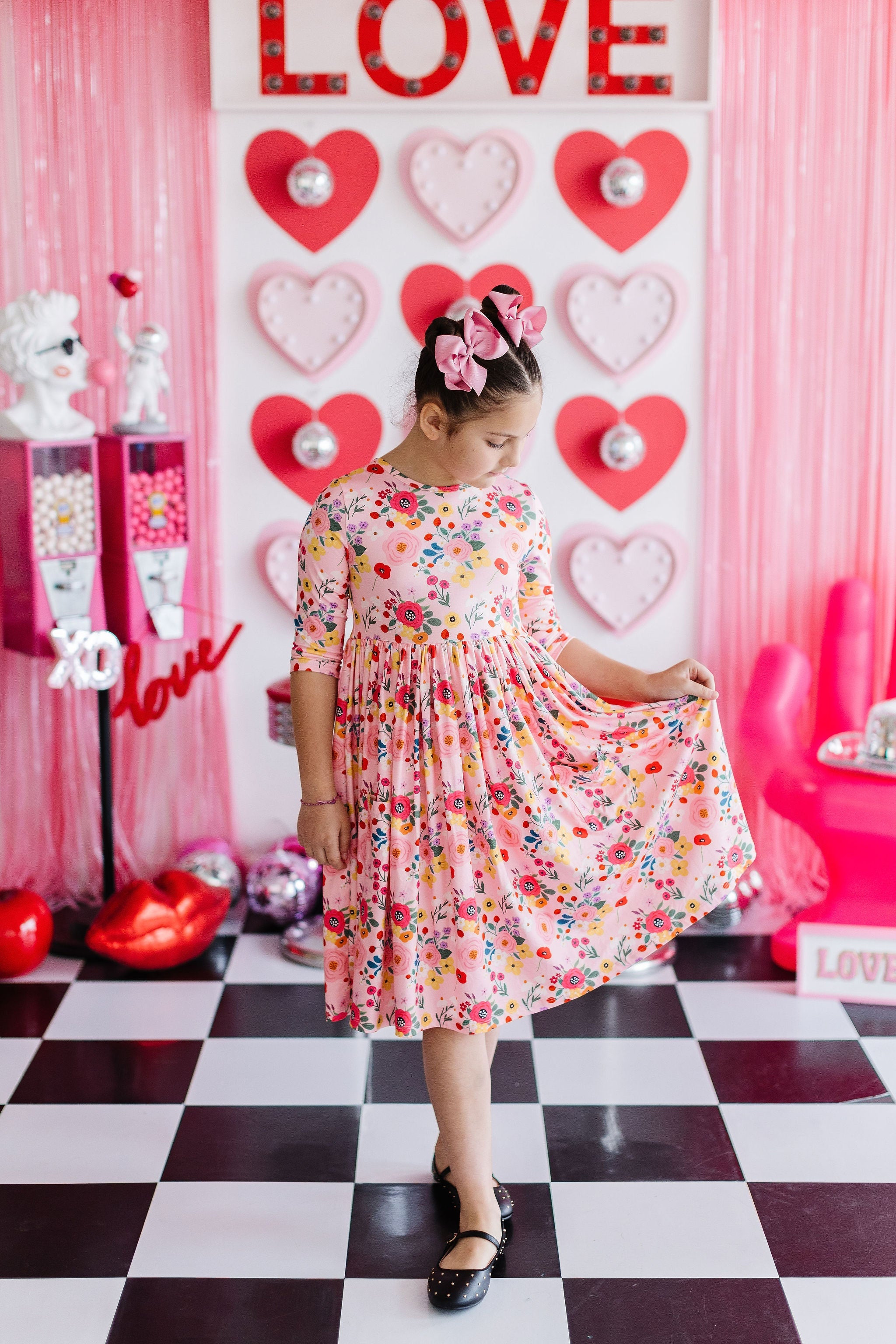 SALE Bouquet Beauty 3/4 Sleeve Pocket Twirl Dress