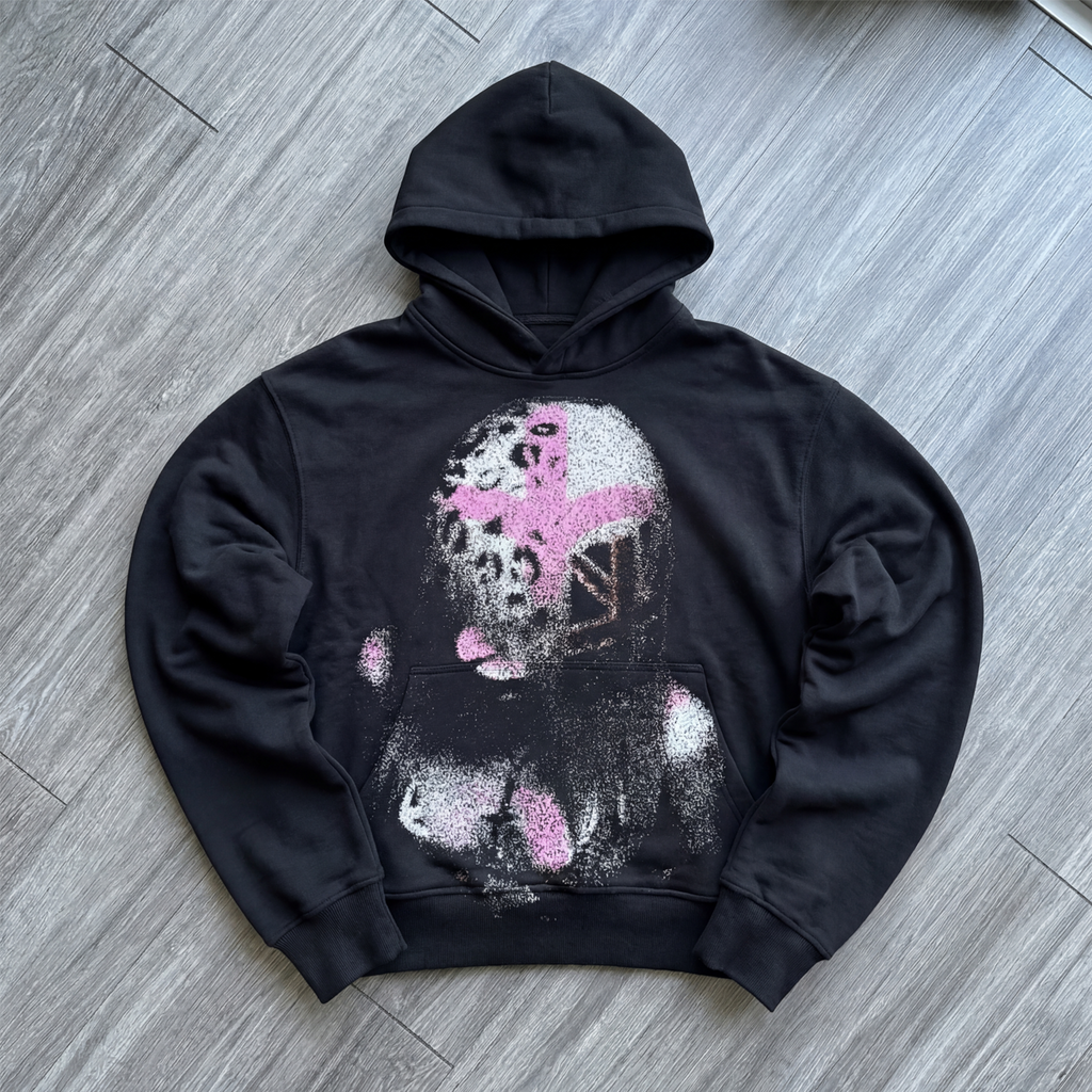Brit Black Hoodie Cropped 400GSM Streetwear Graphic Y2K Unisex Cotton