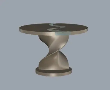 Round Epoxy Resin Table with Wooden Vortex Base Made of Walnut