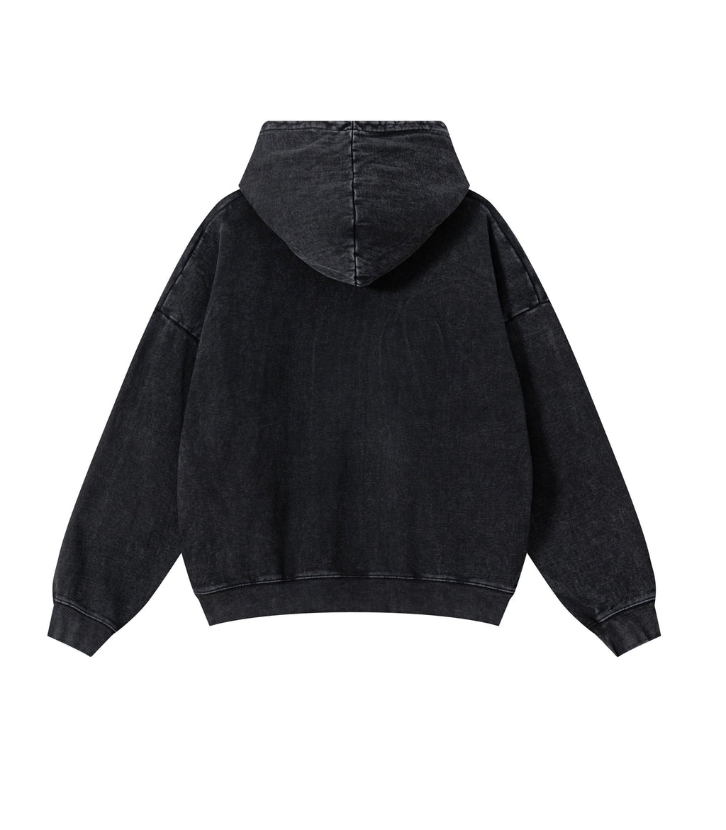 NOIR VINTAGE WASH ZIP HOODIE