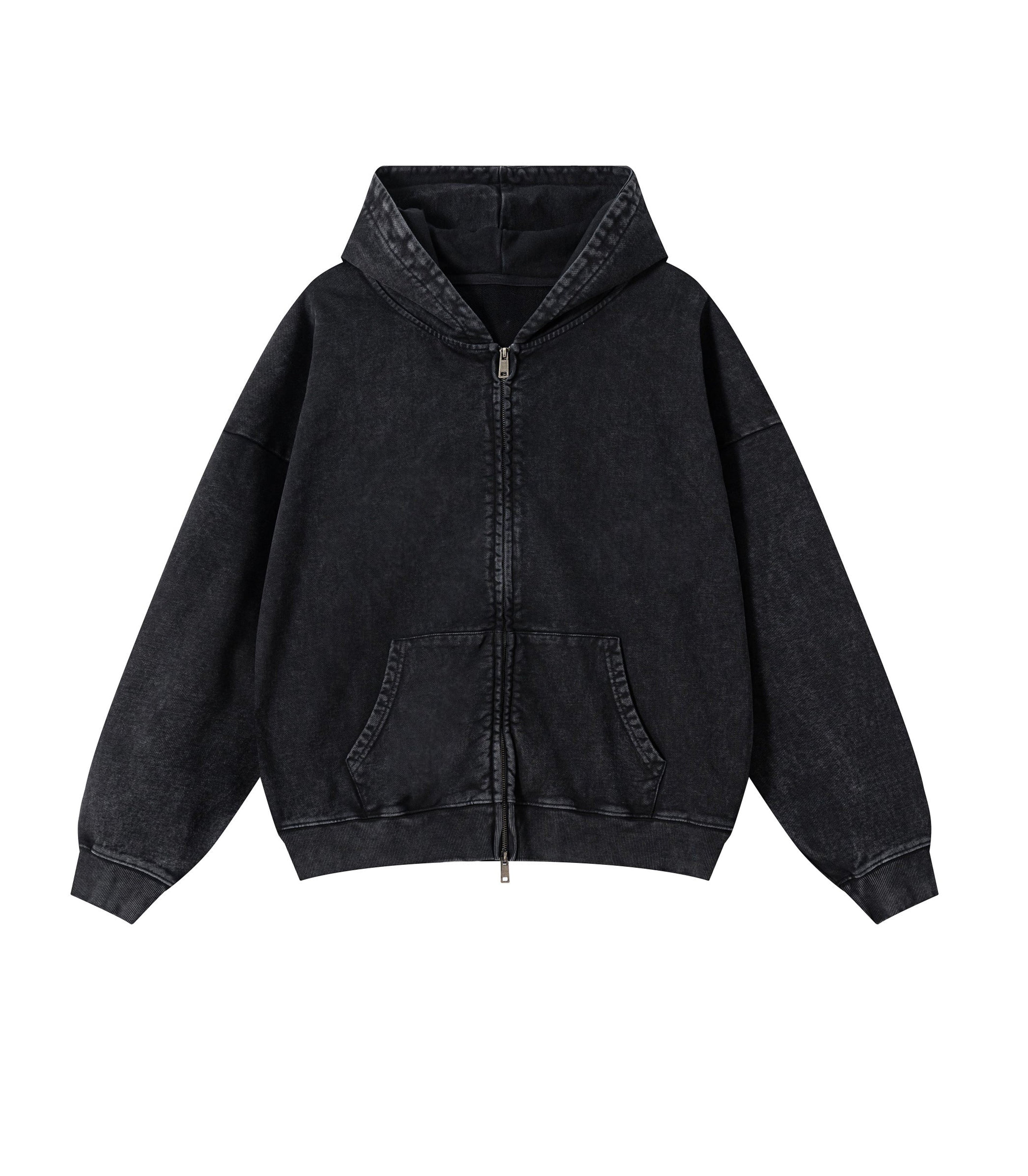 NOIR VINTAGE WASH ZIP HOODIE