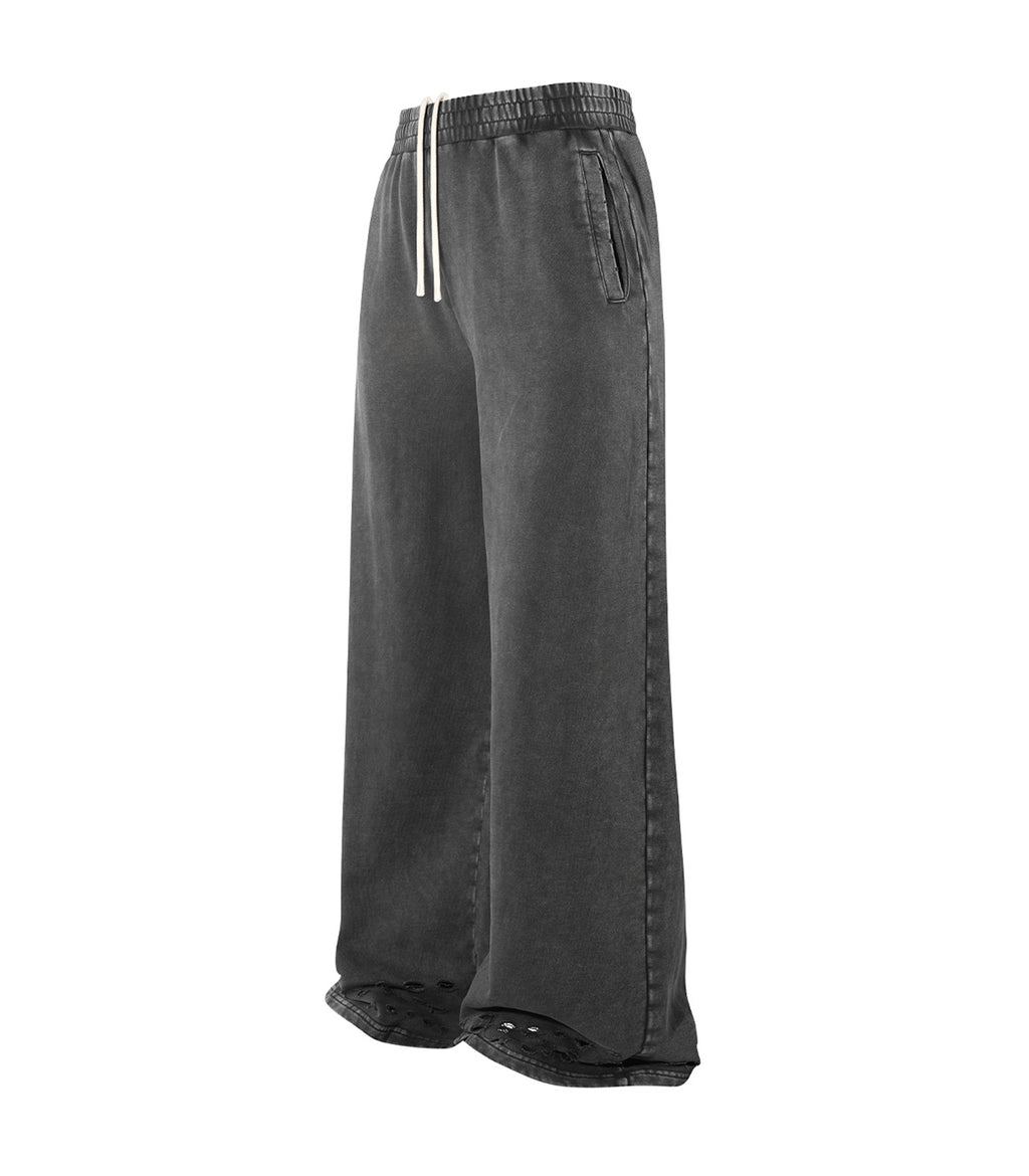 CHARCOAL DISTRESSED SWEATPANTS